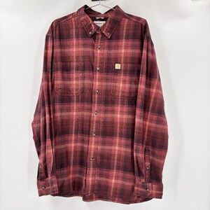 Carhartt Relaxed Fit Long Sleeve Plaid Button Down Size XL